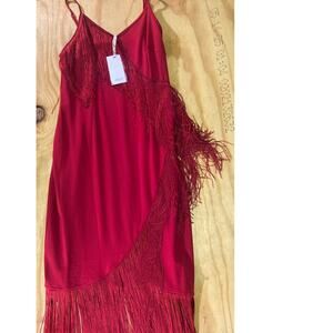 Grace Karin Fringe Dress W/ Tassels Spaghetti Strap Cocktail Dress Size M- NWT